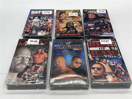 6 SEALED VINTAGE WRESTLING VHS TAPES