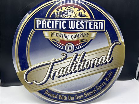 LARGE METAL PACIFIC WEST BREWING SIGN