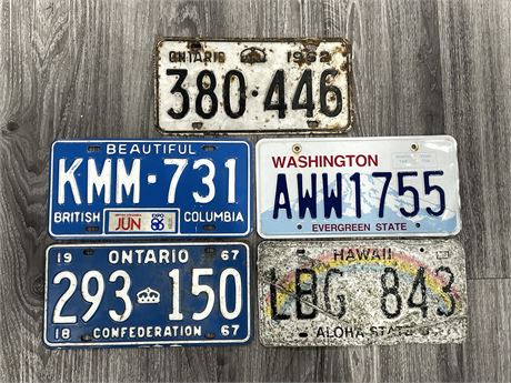 5 MISC LICENSE PLATES