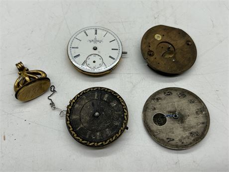 ANTIQUE 1870s VICTORIAN GOLD WATCH FOB & STOP WATCH PARTS