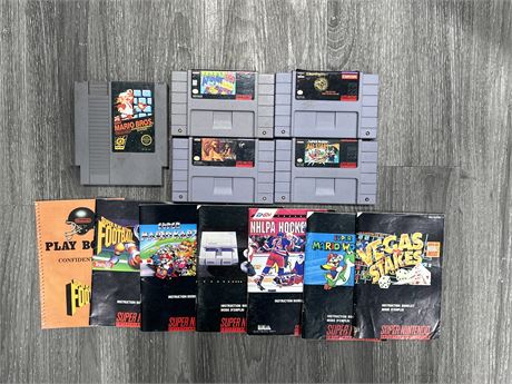 LOT OF SNES / NES GAMES WITH ASSORTED INSTRUCTIONS
