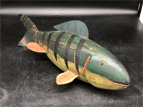 CARVED HAND PAINTED WOOD FISH