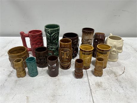 LOT OF POTTERY TIKI CUPS / SHOT GLASSES & OTHERS