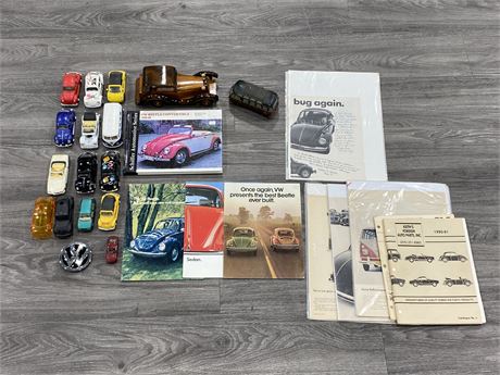 VW CAR COLLECTION W/VINTAGE MANUALS + ADVERTISING