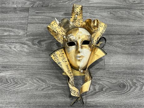 SIGNED / STAMPED VENETIAN MASK - HAND CRAFTED IN ITALY - 17” LONG