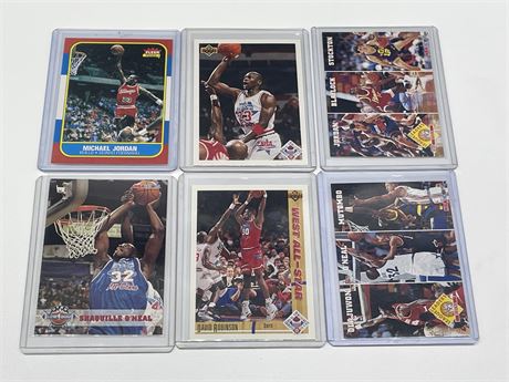 6 NBA CARDS INCL: MICHAEL JORDAN REPRINT ROOKIE CARD