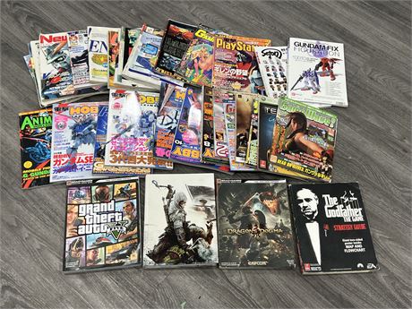 LOT OF VIDEO GAME GUIDES / GUNDAM MAGS, ETC