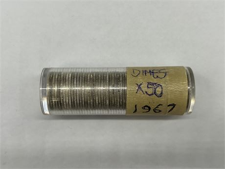 (50) 1967 SILVER CDN 10 CENT DIMES - CENTENNIAL COINS