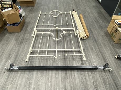 ANTIQUE WROUGHT IRON BED FRAME COMPLETE WITH NON ANTIQUE BED PARTS