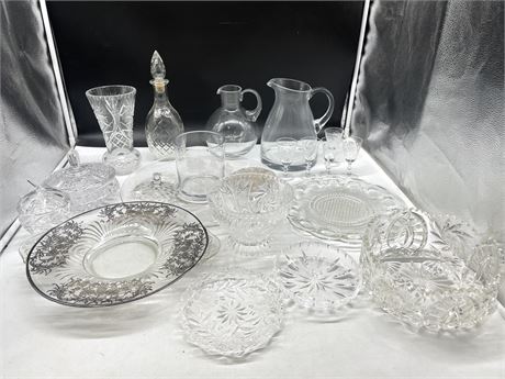 SILVER OVERLAY, HEAVY CRYSTAL, ETCHED GLASS AND MORE