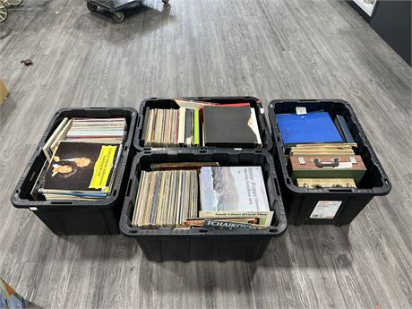 4 LARGE TUBS FULL OF MISC RECORDS - CONDITION VARIES