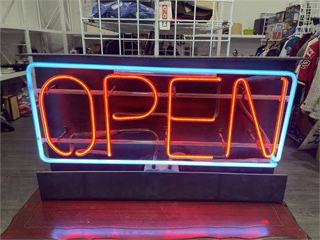 VINTAGE NEON “OPEN” SIGN / THANK YOU SIGN - 33”x19”