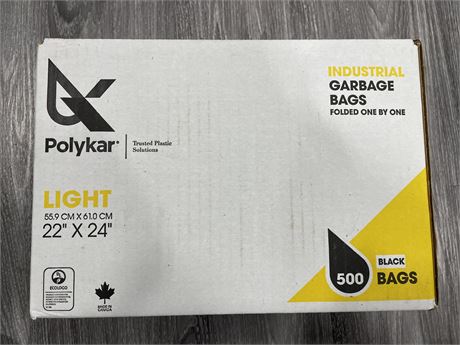500 INDUSTRIAL GARBAGE BAGS (LIGHT) 22”x24”