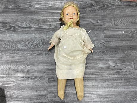 ANTIQUE 1920’S COMPOSITION DOLL (26” TALL)