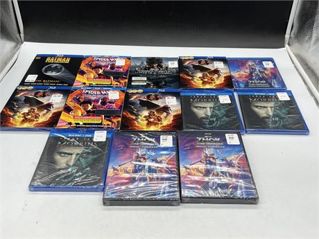 13 SEALED COMIC RELATED BLU RAYS & DVDS