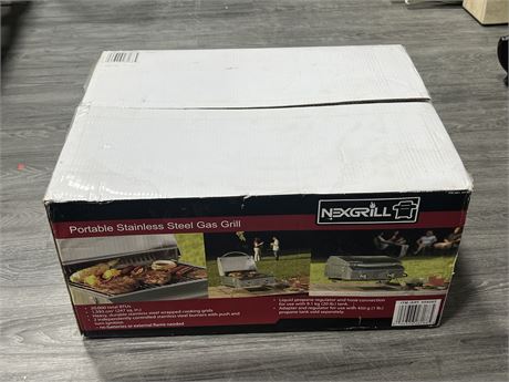 NEW OPEN BOX PORTABLE STAINLESS STEEL GAS GRILL