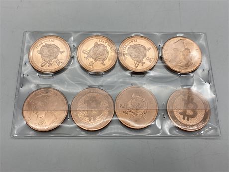 8 OUNCES OF 999. PURE COPPER COLLECTOR COINS