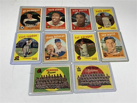 (10) 1959 TOPPS BASEBALL CARDS