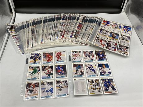 LARGE LOT OF 90s HOCKEY CARDS W/ ROOKIES LIKE LIDSTROM & BRAD MAY