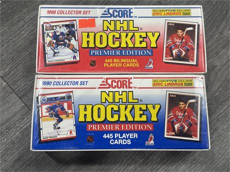 2 VINTAGE SEALED 1990 COLLECTOR SET SCORE NHL PREMIER EDITION 445 PLAYER CARDS