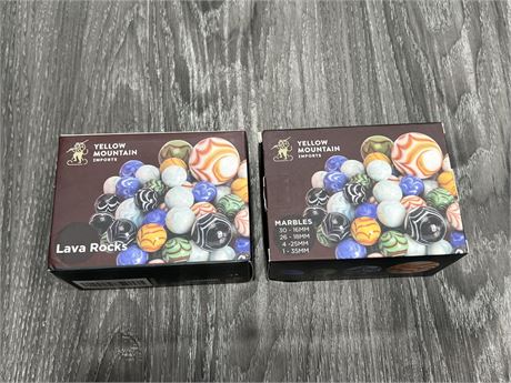 2 NEW BOXES YELLOW MOUNTAIN IMPORT MARBLES