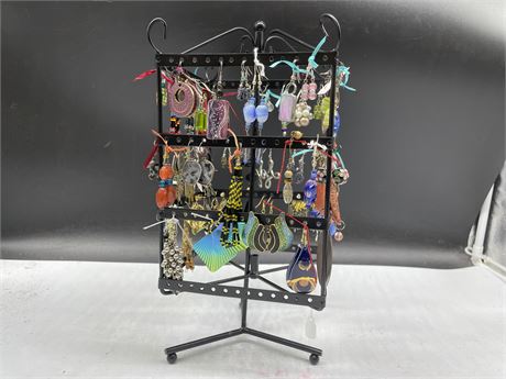 LARGE LOT EARRINGS & STAND