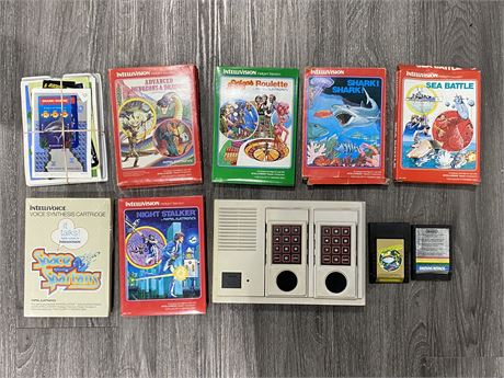 INTELLIVISION & 9 ASSORTED GAMES - NO CORDS