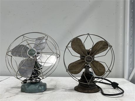 2 VINTAGE DESK FANS - 14” TALL - SOLD AS IS