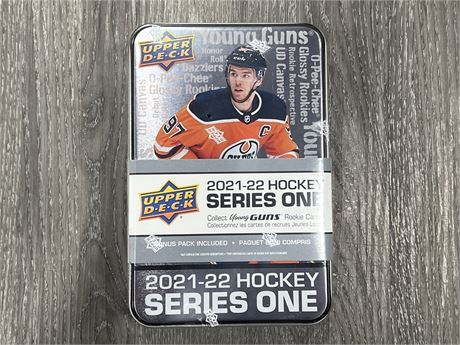 SEALED 2021/22 UD SERIES ONE YOUNG GUNS TIN (9 PACKS)