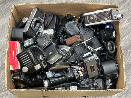 CAMERA BODIES & PARTS LOT - SOME VINTAGE - ASSORTED BRANDS & CONDITIONS