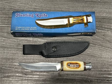 NEW HUNTING KNIFE W/SHEATH (9” long)
