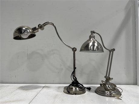 2 METAL ADJUSTABLE TABLE LAMPS - 20” APPRX HEIGHT
