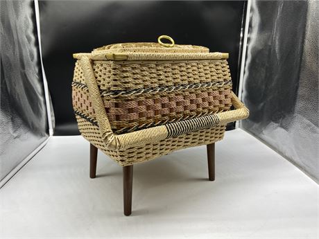 VINTAGE SEWING BASKET FROM EATONS MADE IN JAPAN 14” x 11” (14” TALL)