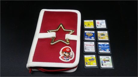 NINTENDO DS CASE WITH VARIOUS GAMES