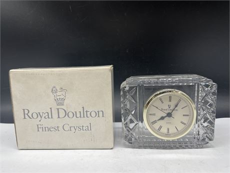ROYAL DOULTON FINE CRYSTAL DESK CLOCK - 5”x4”