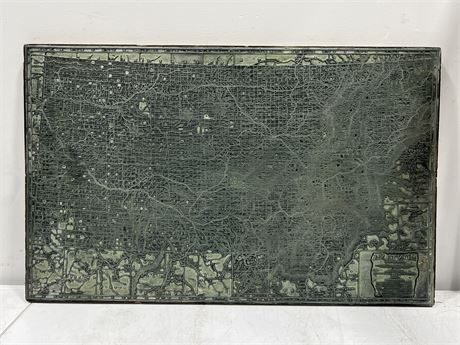 1928 RELIEF PRINTING PLATE - MAP OF MONTANA (32.5”x20.5”)