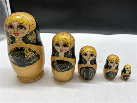 HAND PAINTED RUSSIAN NESTING DOLL. - 6”