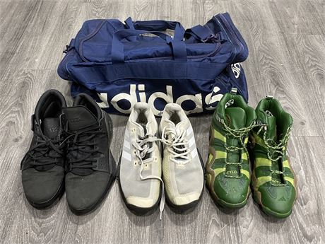 ADIDAS DUFFLE BAG WITH (3) 13” ADIDAS SHOES