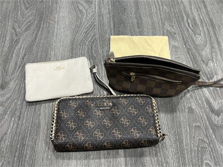 3 WOMENS DESIGNER WALLETS / PURSES - AUTHENTICITY UNKNOWN