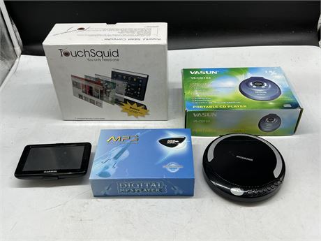 ELECTRONIC LOT - GARMIN GPS, MP3 PLAYER, CD PLAYERS, TOUCH SQUID TABLET
