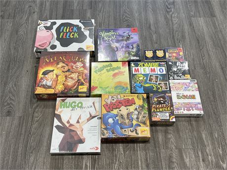 13 SEALED NEW BOARD GAMES