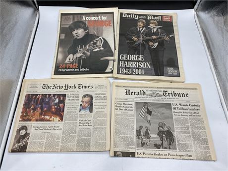 4 GEORGE HARRISON NEWS PAPERS