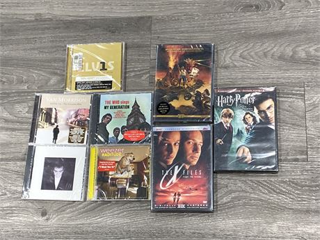 8 SEALED DVDS & CDS