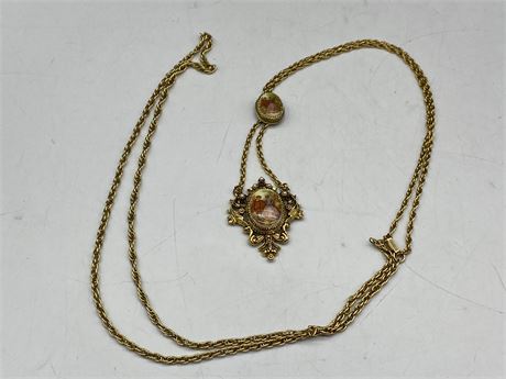 HEAVY GOLD PLATED LIMOGES NECKLACE