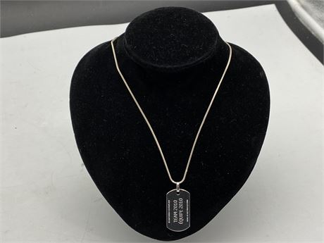 925 STERLING CHAIN NECKLACE W/VANCOUVER OLYMPIC PENDANT (17.5”)