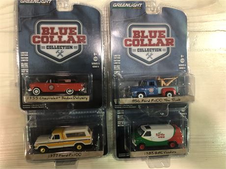 4 NEW GREENLIGHT ASSORTED BLUE COLLAR COLLECTABLES