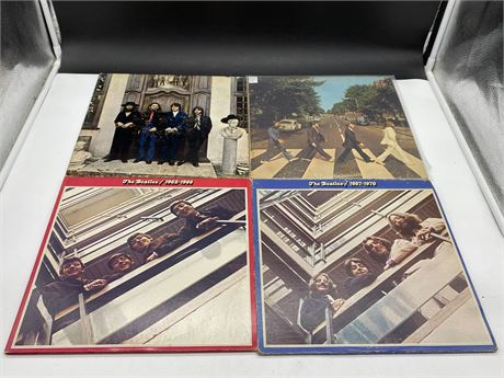 4 BEATLES RECORDS - VG (slightly scratched)