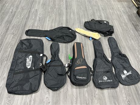 ASSORTED LIKE NEW GUITAR / INSTRUMENT CASES - MOSTLY SMALLER YOUTH GUITARS