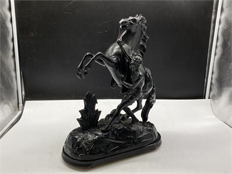 ANTIQUE HORSE SCULPTURE SIGNED “FRANCE” (17” tall)
