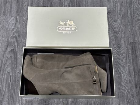NIB COACH ANGIE SUEDE TAUPE TALL BOOTS - SIZE 10